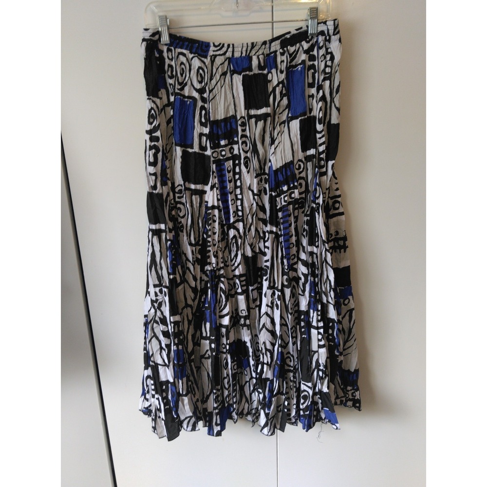 Womens Crinkle Abstract Promt Naxi Skirt Size XL Flowy Elegant Statement Teacher